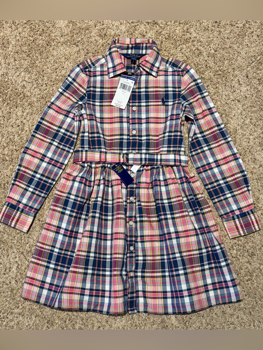 Ralph Lauren | Girls Plaid Belted Dress | Size 7 | NWT